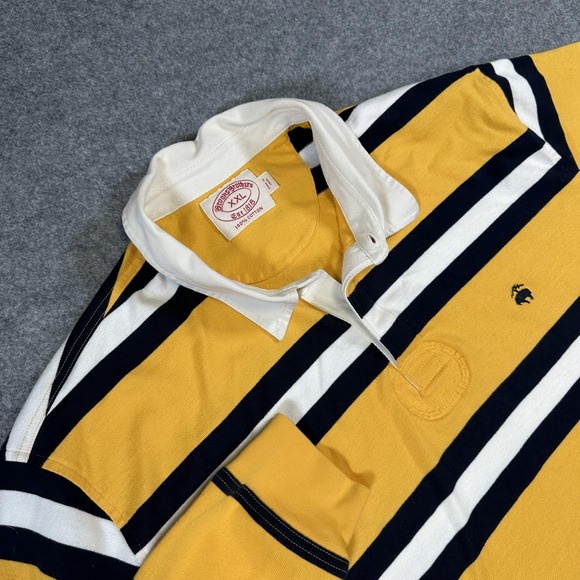 Brooks Brothers Shirt Mens 2XL Yellow Navy White Rugby Striped Long Sleeve - Picture 1 of 7